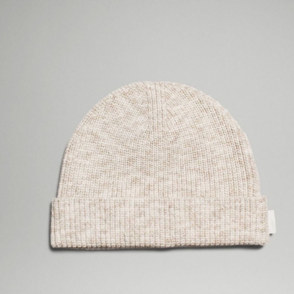 Nwt Lululemon Cotton Blend Ribbed Unisex Beanie L/Xl Bone/White/linen